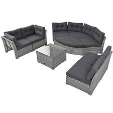 Patio Furniture Wicker Outdoor Furniture Sectional Sofa With Cushions For Patio Lawn Backyard Swimming Pool Gray
