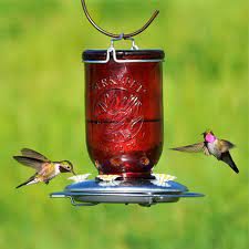 Red Glass Hummingbird Feeder