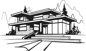 Modern House Outline Vector Art Icons