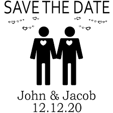 Gay Men Icon Save The Date Custom Stamp