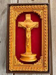 Crucifix Icon Italian Framed Vintage