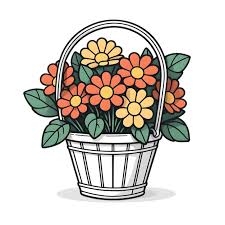 Flowers In Basket Icon Fl Nature