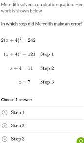 Meredith Solved A Quadratic Equation