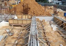 building ground beam under construction