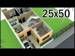 25 0 X50 0 3d House Plan 25x50