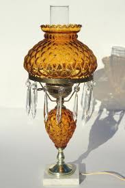 Vintage Amber Glass Table Lamp W