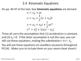 Ppt 2 4 Kinematic Equations