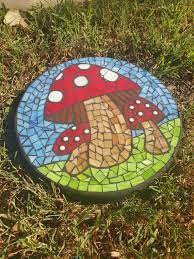 Mushrooms Mosaic Garden Stepping Stone