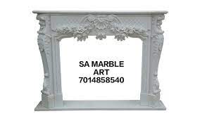 White Marble Carved Fireplace At Rs