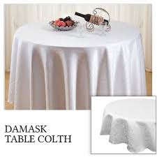 White Round Table Cloth Damask Table