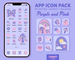 Cute Purple And Pink App Icon Pack Ios