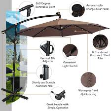 Solar Powered Led Patio Offset Umbrella