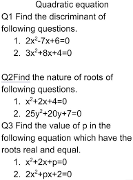 Quadratic Equations Quadratic Equation