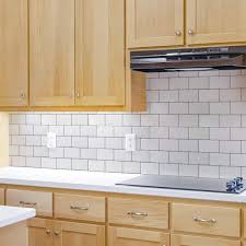 Art3dwallpanels 12 In X 12 In Vinyl L And Stick Tile New Version Warm White With Gray Grout For Kitchen Backsplash 8 2 Sq Ft Box