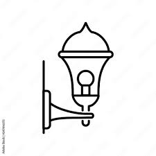 Wall Sconce Lamp Line Icon Of Outdoor