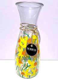 Hand Painted Daffodil Vase Glass Vase