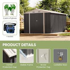 8 Ft W X 12 Ft D Gray Metal Storage Shed 96 Sq Ft In Gray