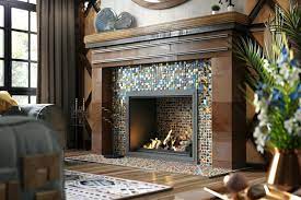 Artistic Mosaic Tile Fireplace Surround