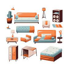 Mid Century Furniture Flat Modern Icons