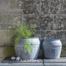 Zinc Metal Wall Planter Rustic Grey