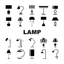 Lamp Table Light Home Desk Icons Set
