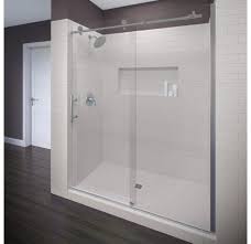 Miseno Msdf4776 76 High X 47 Wide Sliding Frameless Shower Door With Clear Gla Brushed Nickel