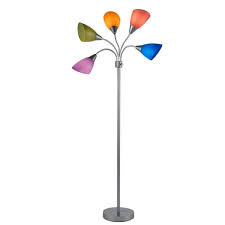 5 Arm Floor Lamp With Multi Color Shade