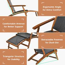Patio Rattan Folding Lounge Chair With