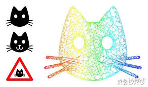 Rainbow Colorful Wire Frame Cat Head
