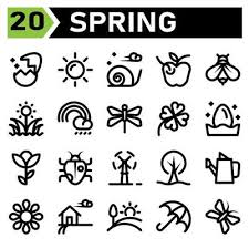 Spring Icon Set Include Turbine Wind