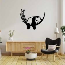 Gk Decors Black Panda Wooden Wall Decor