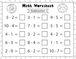 Math Worksheet For Kids Subtraction