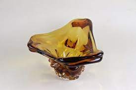 Mid Century Amber Murano Glass Bowl
