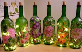 Hand Painted Lighted Wine Bottle