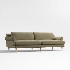 Olive Green English Roll Arm Sofa