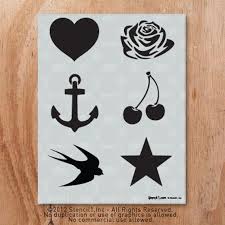 Tattoo Icon 6 Pack Stencil Stars Roses