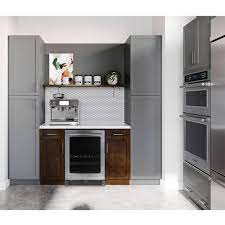 Hampton Bay Designer Series Melvern Storm Gray Shaker Assembled Wall Kitchen Cabinet With Glass Doors 36 In X 36 In X 12 In
