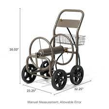 Glitzhome 250 Ft Steel Gray 4 Wheel Garden Hose Reel Cart