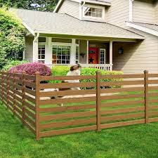 Ares 38 In X 46 In Brown Garden Fence W Post And No Dig Steel Cone Anchor Recycled Plastic Privacy Fence Panel 4 Pack
