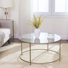 Iron Round Glass Top Coffee Table With