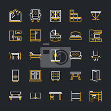 Furniture Vector Flat Line Icons