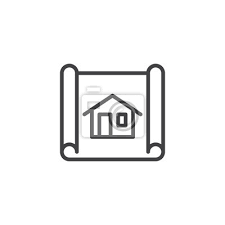 House Blueprint Line Icon Outline