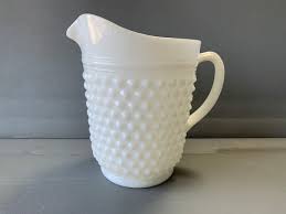 Vintage Milk Glass Pitcher Hobnail