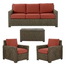 4 Piece Brown Wicker Outdoor Patio