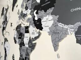 Acrylic Colour World Map 2d Grey