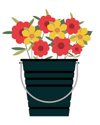 Bucket With Beautiful Flowers Isolated Icon