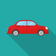 Car Icon With Long Shadow Flat Design