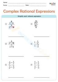 Simplifying Rational Expressions Worksheets