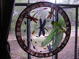 Swirling Dragonflies Stained Glass With