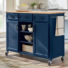 Midnight Blue Rolling Kitchen Cart